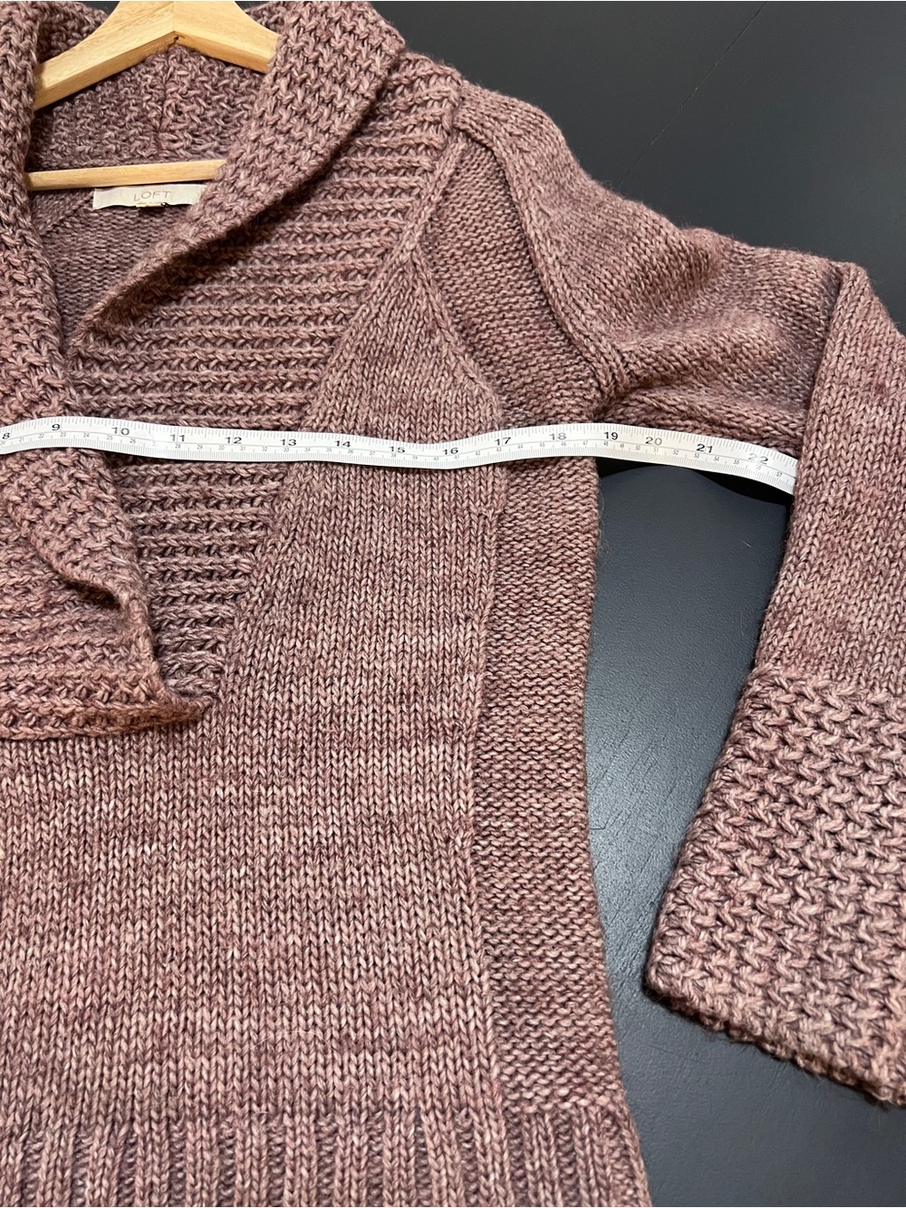 LOFT Shawl Collar Pullover Sweater - Mauve Taupe- Small - Picture 8 of 11